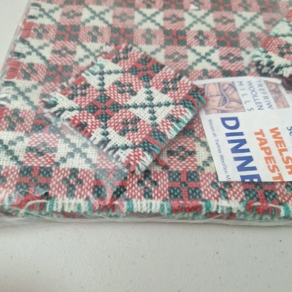 RARE Vintage 100% Wool Welsh Tapestry 4 Dinner Place Mats 4 Coasters NEW SEALED